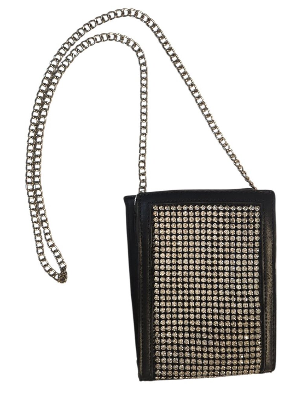 Forever 21 Crossbody Shoulder Bag Rhinestone Silver Black Chain Bling